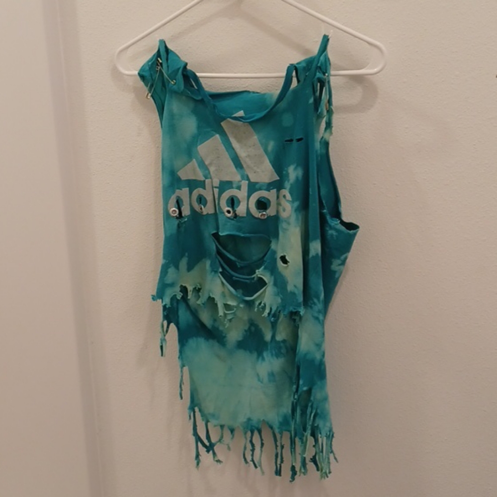 Custom made hand bleached adidas tank